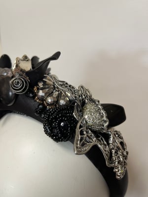 Image of Black padded headband w black trinkets