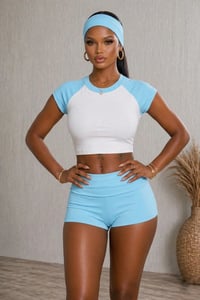 Aqua Contrast Set W/Headband