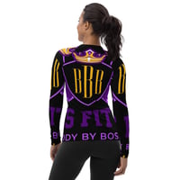 Image 4 of BOSSFITTED Black Purple and Gold Women's Rash Guard