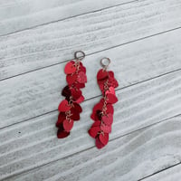 Image 3 of Red Hearts Drops Earrings 