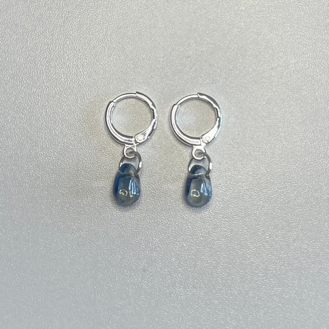 sea blue glass teardrop earrings