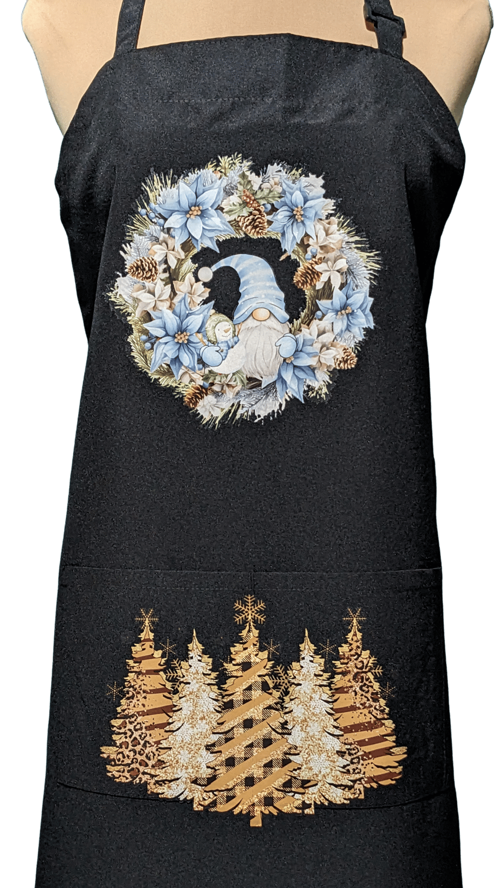 Image of Wreath Gnome Christmas Apron (black)