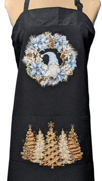 Image 2 of Wreath Gnome Christmas Apron (black)