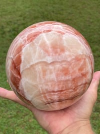 Image 11 of Large Banded Calcite Crystal Sphere Statement Piece #853