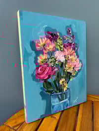 Image 2 of Turquoise Floral Original Painting