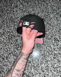Image 2 of PINK BRIM  BLACK NEW YORK YANKEES CUSTOM FITTED CAP
