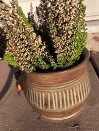 Image 2 of Brown Vase/planter with green detail
