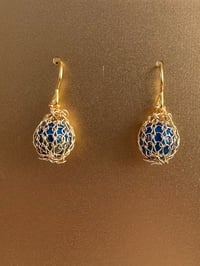 Image 2 of Crochet Lapis Lazuli Earrings