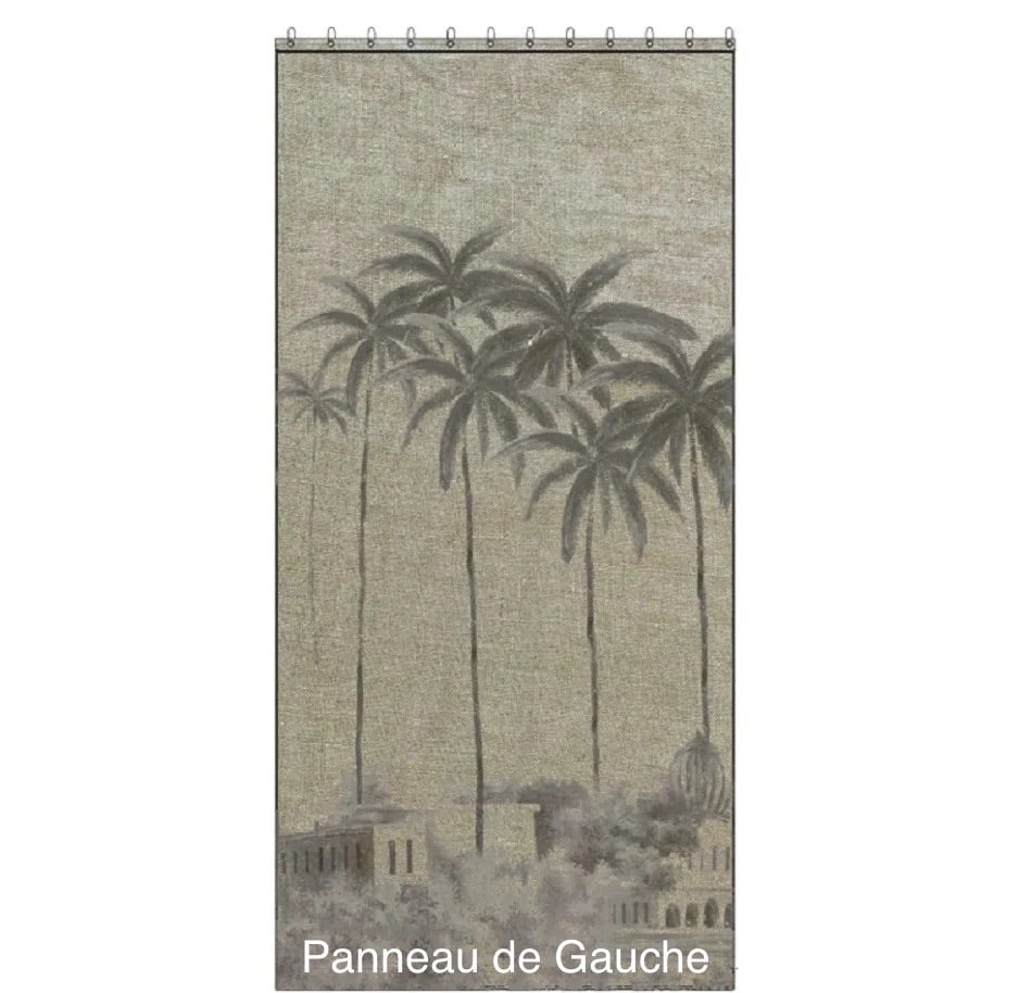 Image of Rideau en Lin imprimés BADALPUR panneau de gauche 140X280 cm