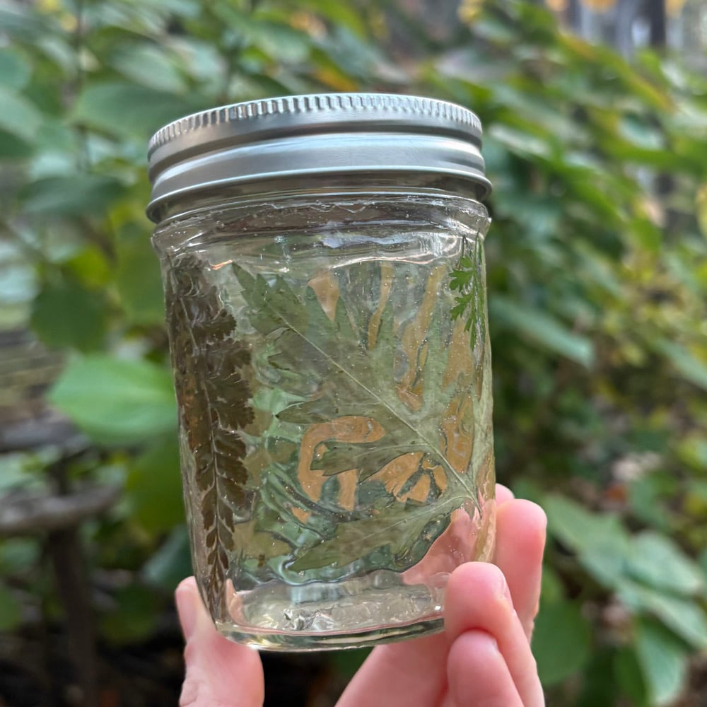 Image of floral 8oz jar greenery