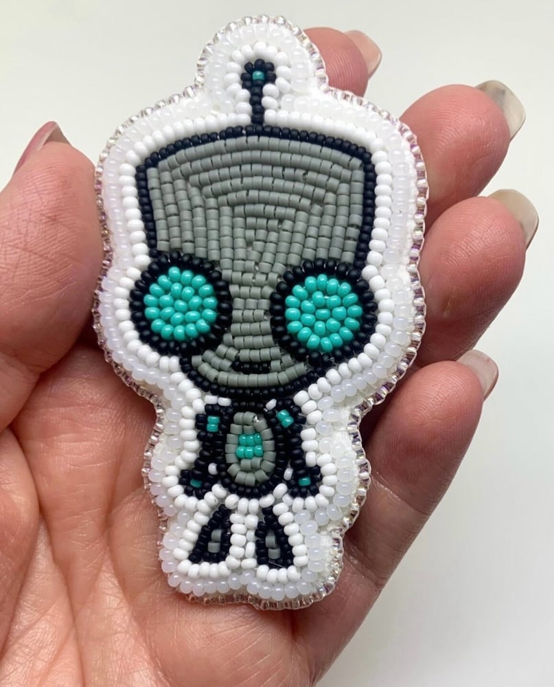 Image of Invader Zim inspired beaded pin