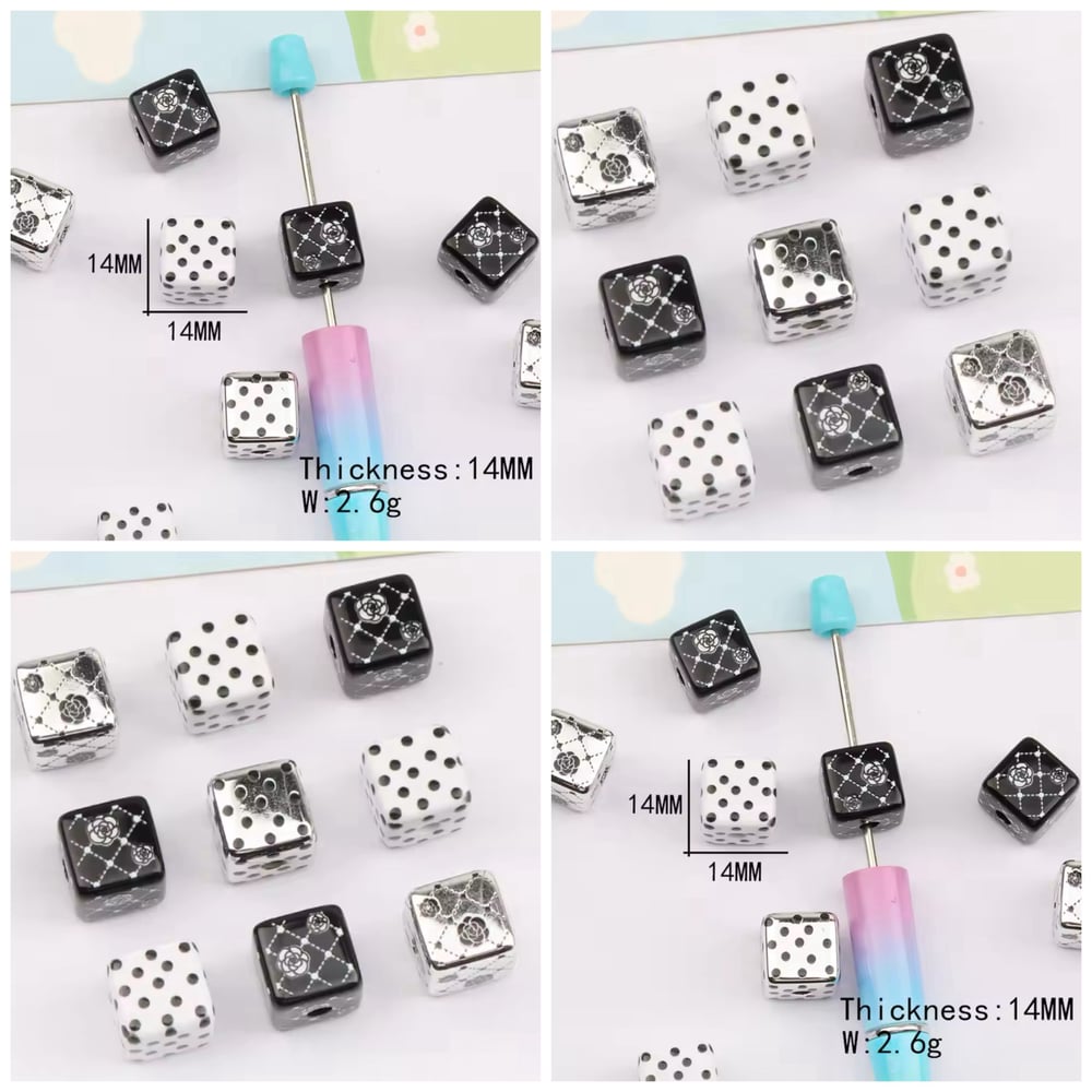 Image of Flower Cube Bead 