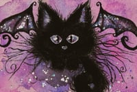 ‘Batty Soot Cat’ Embellished Art Print