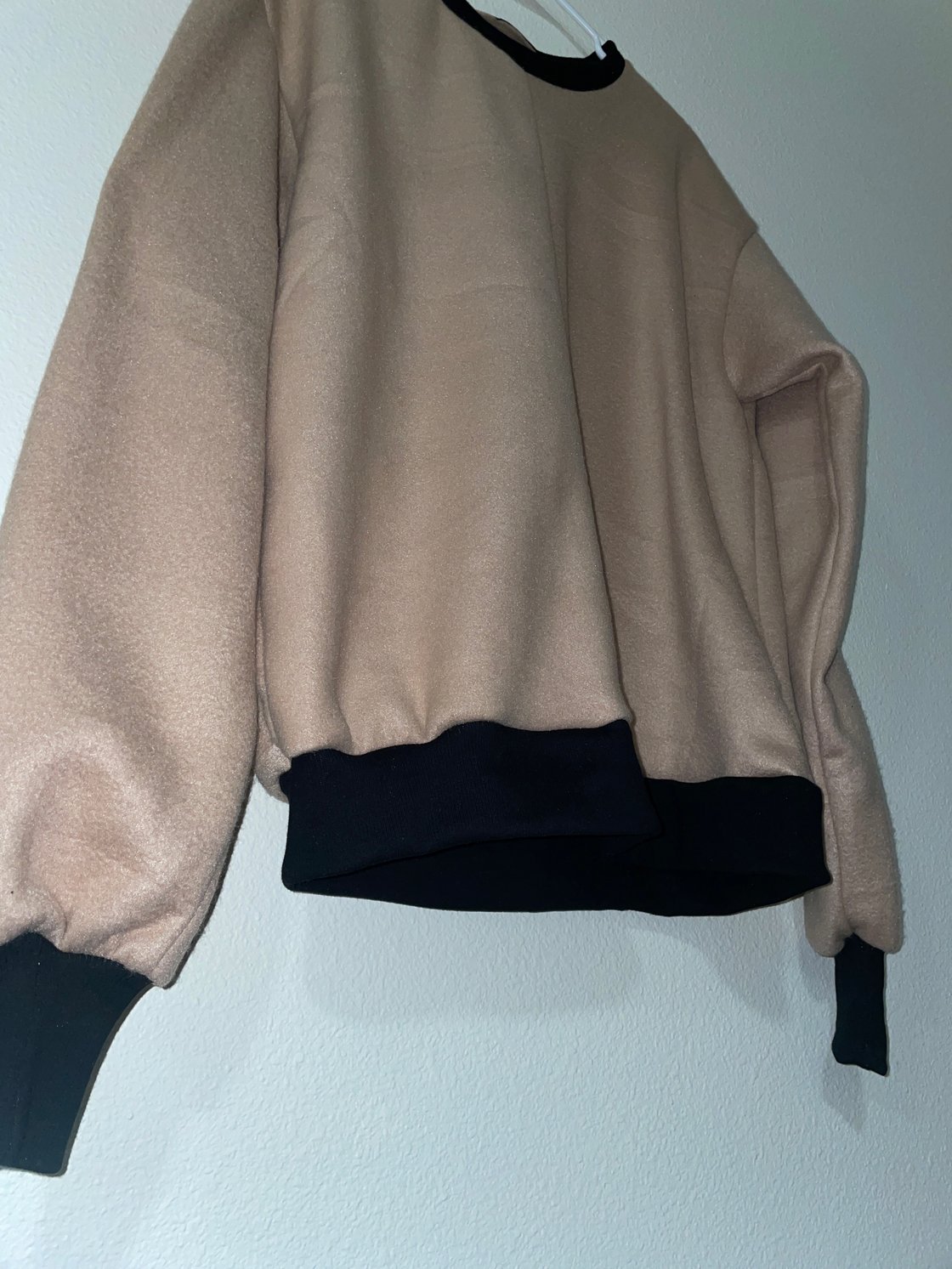 Image of Tan And Black Fleece Sweater