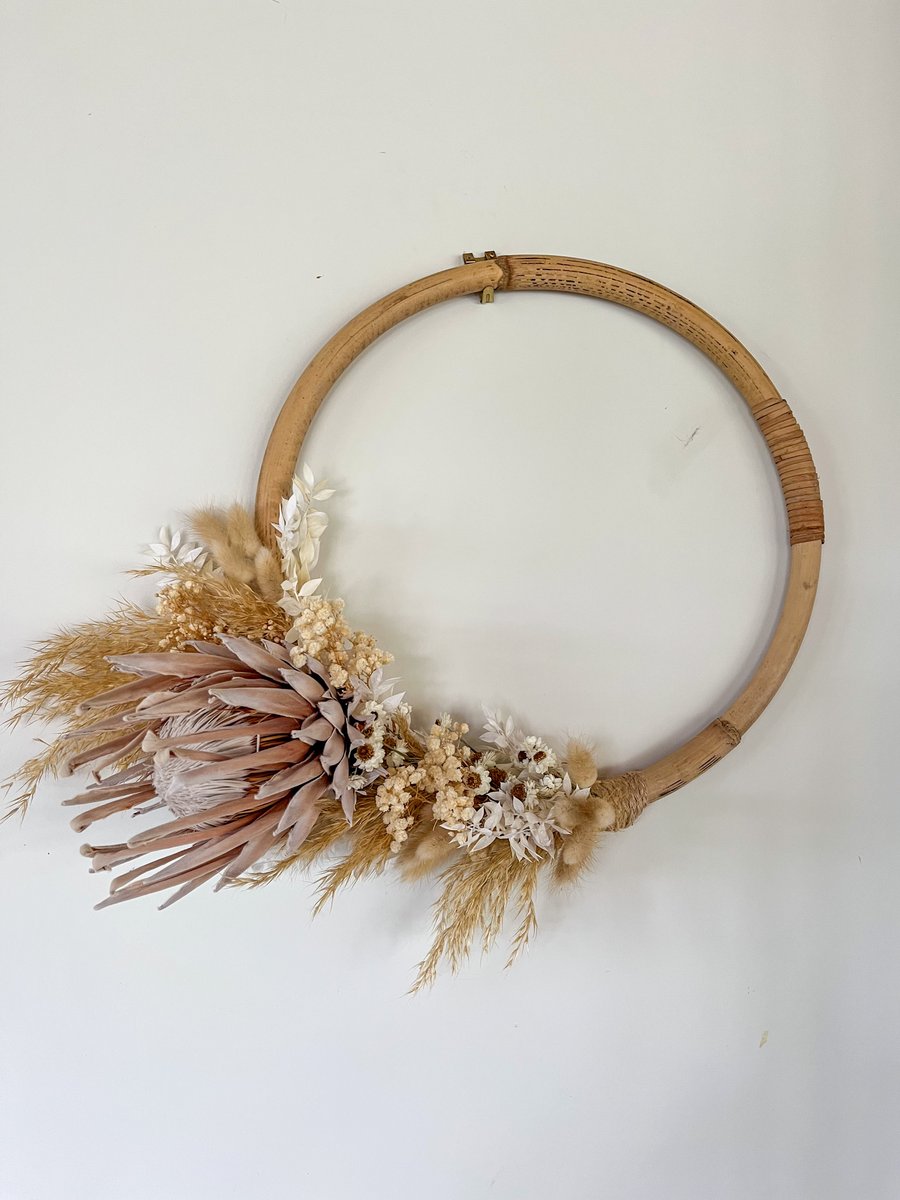 King Protea Rattan Wreath | The Rural Florist