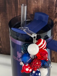 Image 2 of 4th of July Memorial Day Patrotic Red White and Blue Tumbler Straw Bauble