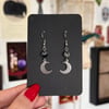 Snowflake Obsidian Steel Moon Earrings