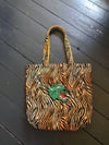 Green tiger/tiger print shoulder bag