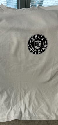 Image 1 of WL New logo on White Tee large logo on back small logo on front. Sizes. Small thru 3X