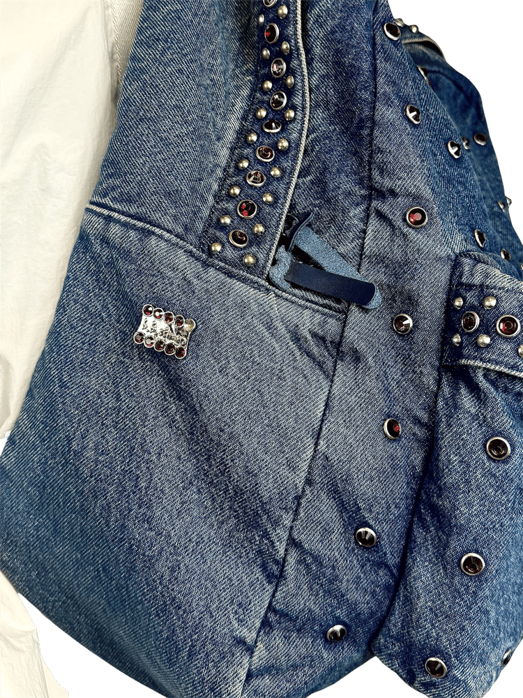 Image of Supreme X B.B. Simon Studded Denim Backpack