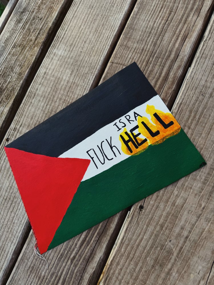Image of FXCK Israhell Acrylic Painting on Canvas Paper