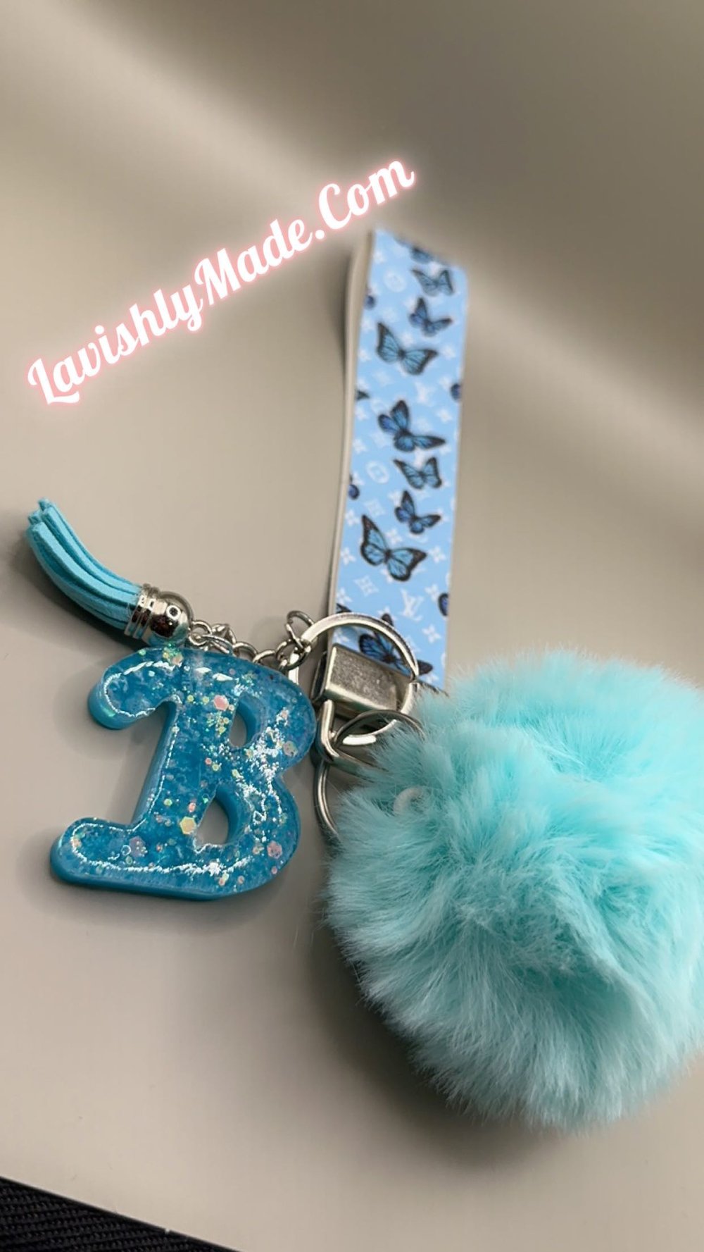 Image of Blue LV Butterfly Keychain 🦋
