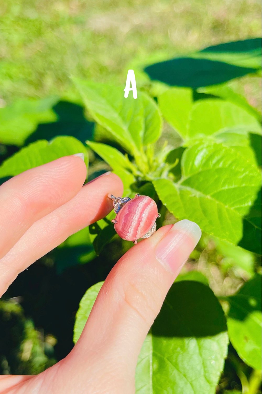 Image of Rhodochrosite Silver Adjustable Ring