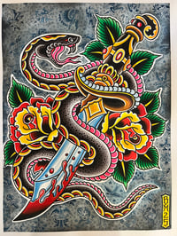 Image 2 of Fighting Dagger 22”x30” original