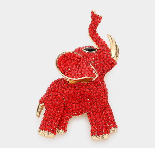 Image of Rhinestone Embellished Elephant Pin Brooch