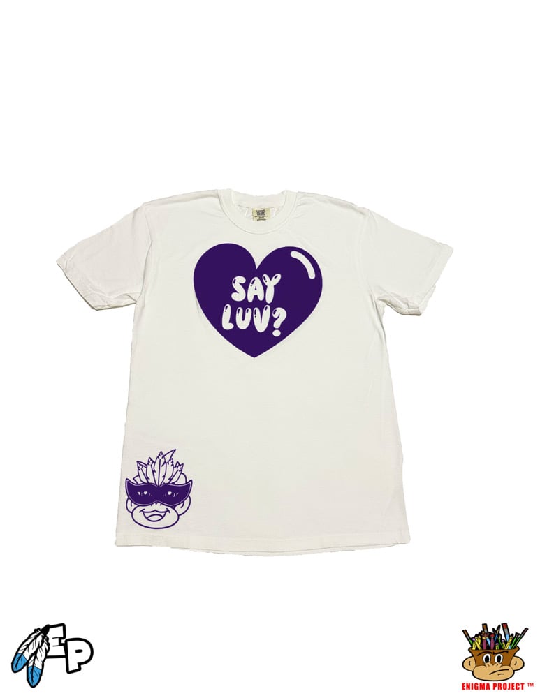 Image of Say Luv? Mardi Gras Short Sleeve Tee.
