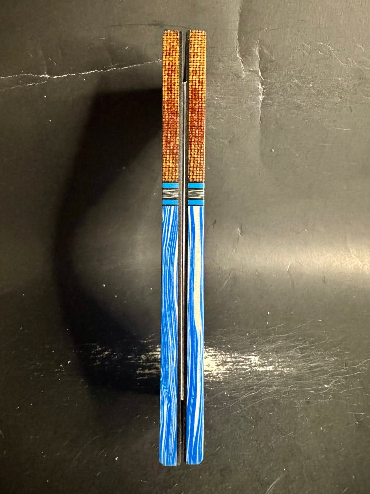 Image of Crosscut Micarta & Blue Burl G10 Segmented Knife Scales