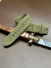 Image 1 of Tapered Hand-rolled single piece watch strap - Sanded Military Green