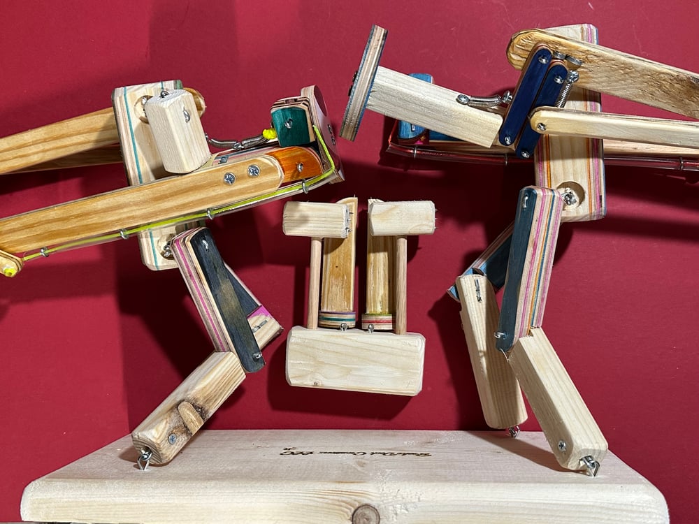  Original Block’em Pop’em WoodBots with weapon set of 4