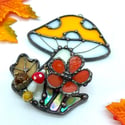 Yellow Autumnal Mushroom Suncatcher 
