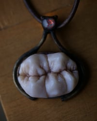 Image 7 of Demons Wisdom Tooth Pendant - glow in the dark brimstone, OOAK