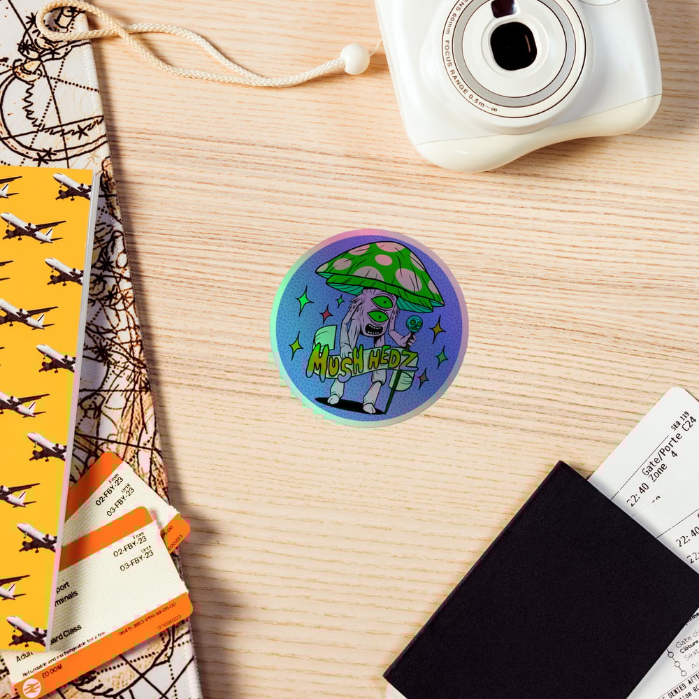 Holographic Mush Hedz  stickers