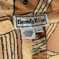 Image 5 of Vintage 90s Tan and Brown Abstract Shirt Dress Tunic Top - Size L - Beverly Rose