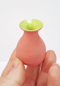 Image 4 of Mini Pink Vase With Green Lip