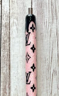 Image 3 of Custom Pink LV Drip Glitter Gel Pen