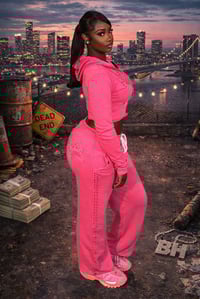 Pink Cropped Top Set 