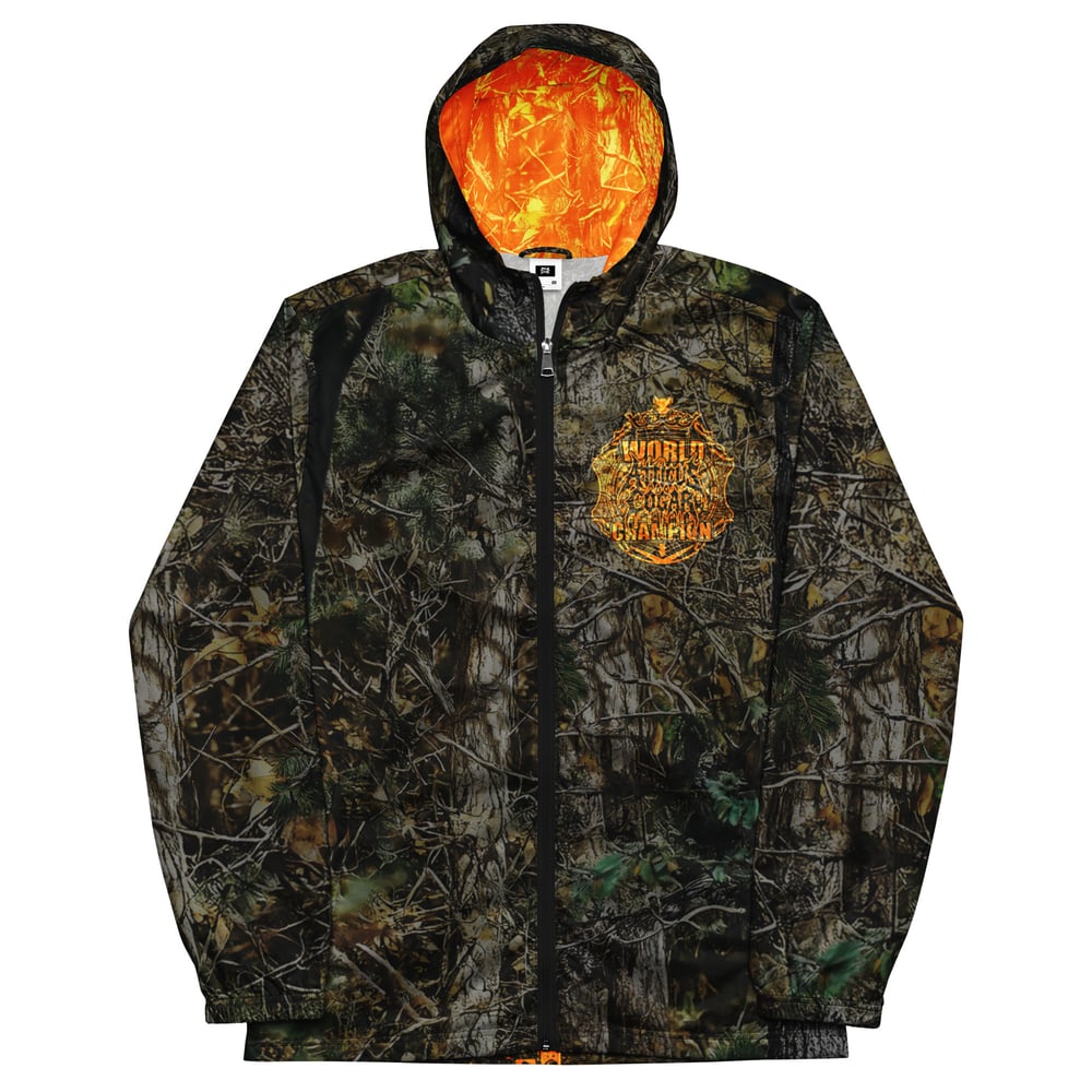 Image of Atticus Cogar "WORLD CHAMPION" Tree Camo Windbreaker