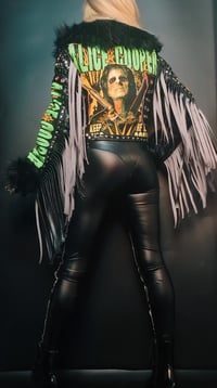 Image 1 of ALICE COOPER FRANKENSTEIN FAUX FUR BIKER JACKET 