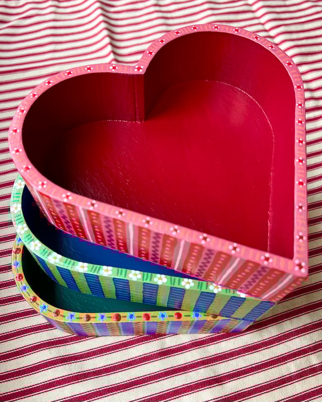 Heart shaped wooden tray