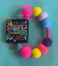 Image 1 of “I’m an 80’s Kinda girl” neon tumbler handle charm