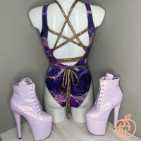 Image 3 of Peachy Bodysuit Purple Glitter  Marble