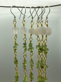Image 3 of Peridot Clear Quartz Rosary Dangling Earrings | • Clarity • Joy
