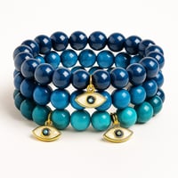Divine Vision – Blue Agate Evil Eye Protection Bracelet Stack
