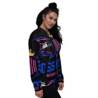 Image 1 of BOSSFITTED Black Neon Pink and Blue Unisex Bomber Jacket