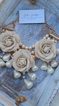 Image 2 of Flower Pearl Statement Necklaces 