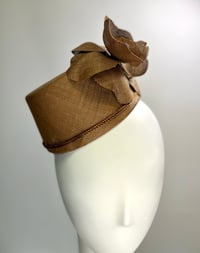 Image 1 of Tan straw pillbox